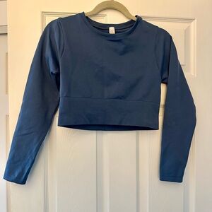 OFFLINE Aerie Blue Seamless Long Sleeve Active Crop Top Size M NWOT